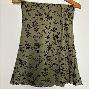 Floral Black and Green Women's Skirt